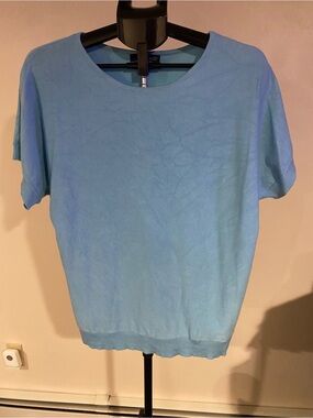 Willi Smith Sky Blue Short Sleeve Knit Top